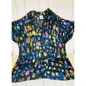 Cabi Women's M Multicolor Abstract Tunic Blouse Short Dolman Sleeve